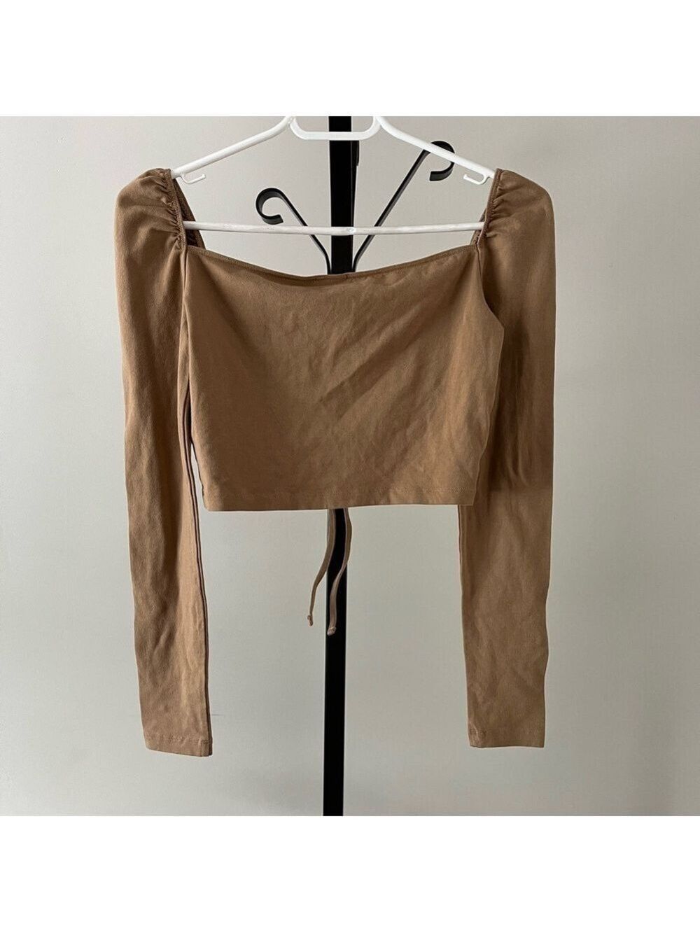 TNA Long Sleeve Crop Top, Size XXSMALL, Colour Camel Brown. - Picture 2 of 4